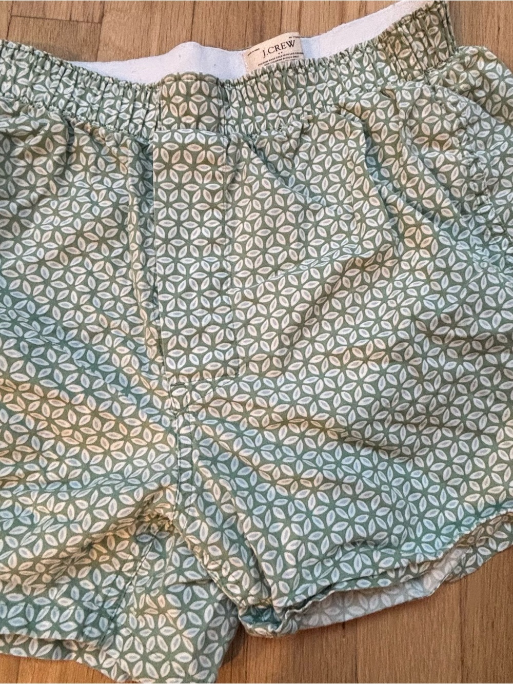 J. Crew Green and White Geometric Cotton Shorts
